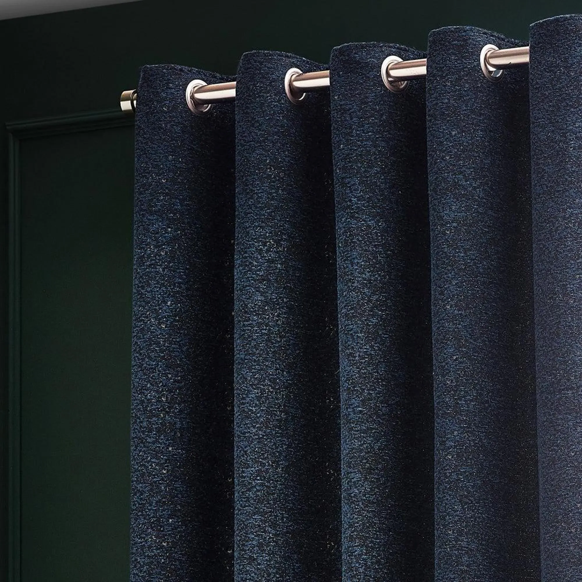 Riva Home Galaxy Room Darkening Eyelet Curtains - Navy