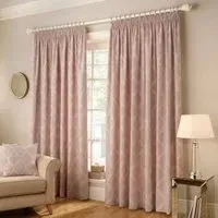 Riva Home Olivia Lattice Embroidered Pencil Pleat Curtains - Blush
