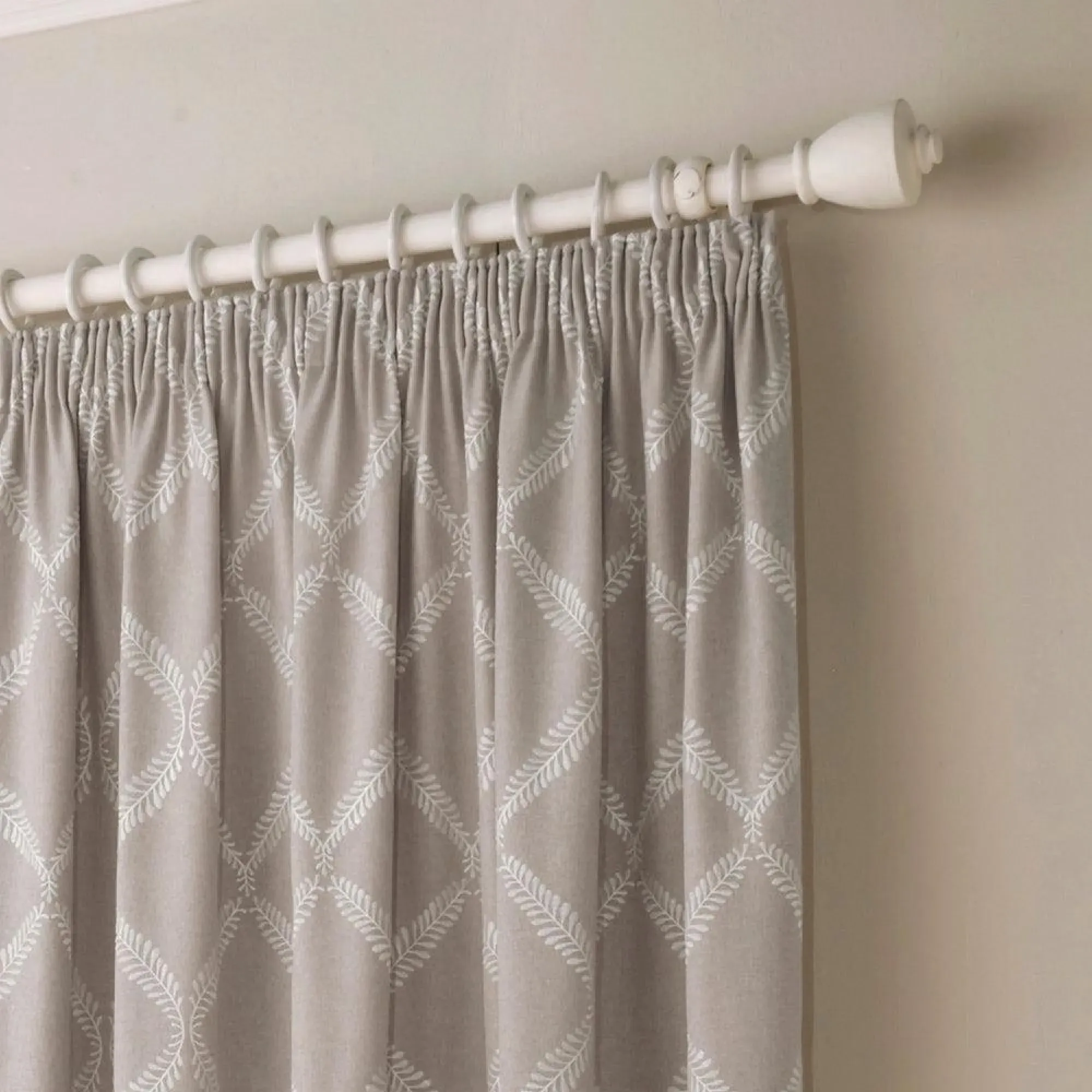 Riva Home Olivia Lattice Embroidered Pencil Pleat Curtains - Grey