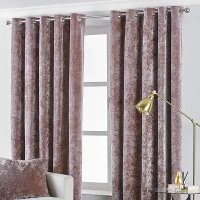 Verona Eyelet Curtains - Blush, Crushed Velvet image