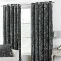 Verona Eyelet Curtains - Pewter, Crushed Velvet