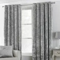 Verona Eyelet Curtains - Silver, Crushed Velvet