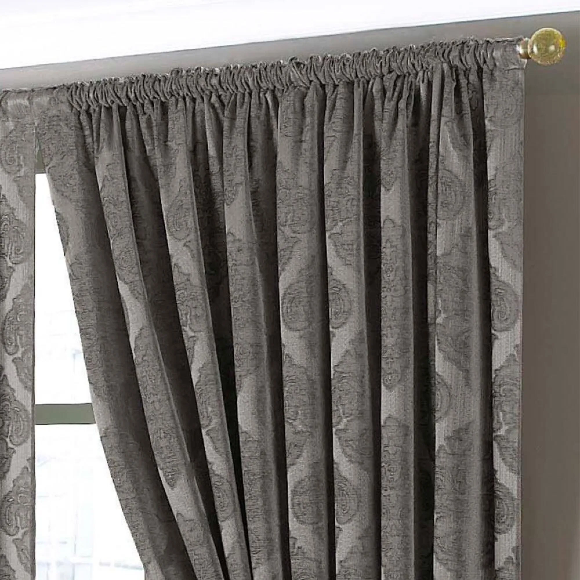 Winchester Jacquard Pencil Pleat Curtains - Mocha
