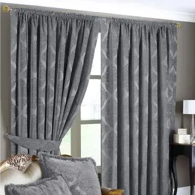 Winchester Jacquard Pencil Pleat Curtains - Silver