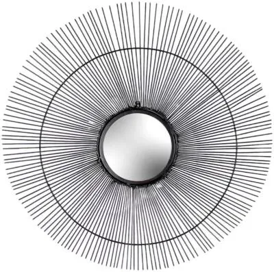 Wire Round Wall Mirror - Black