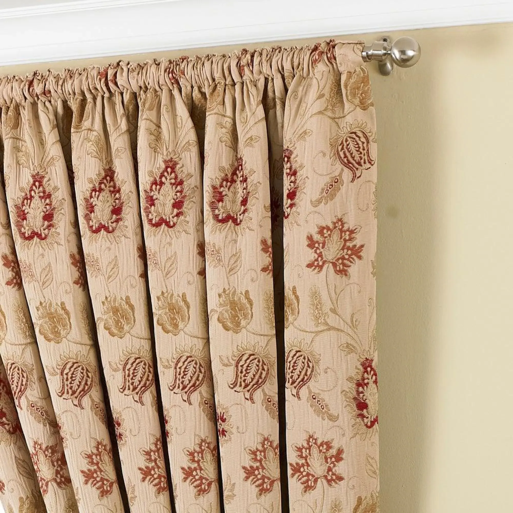 Zurich Floral Jacquard Pencil Pleat Curtains - Champagne