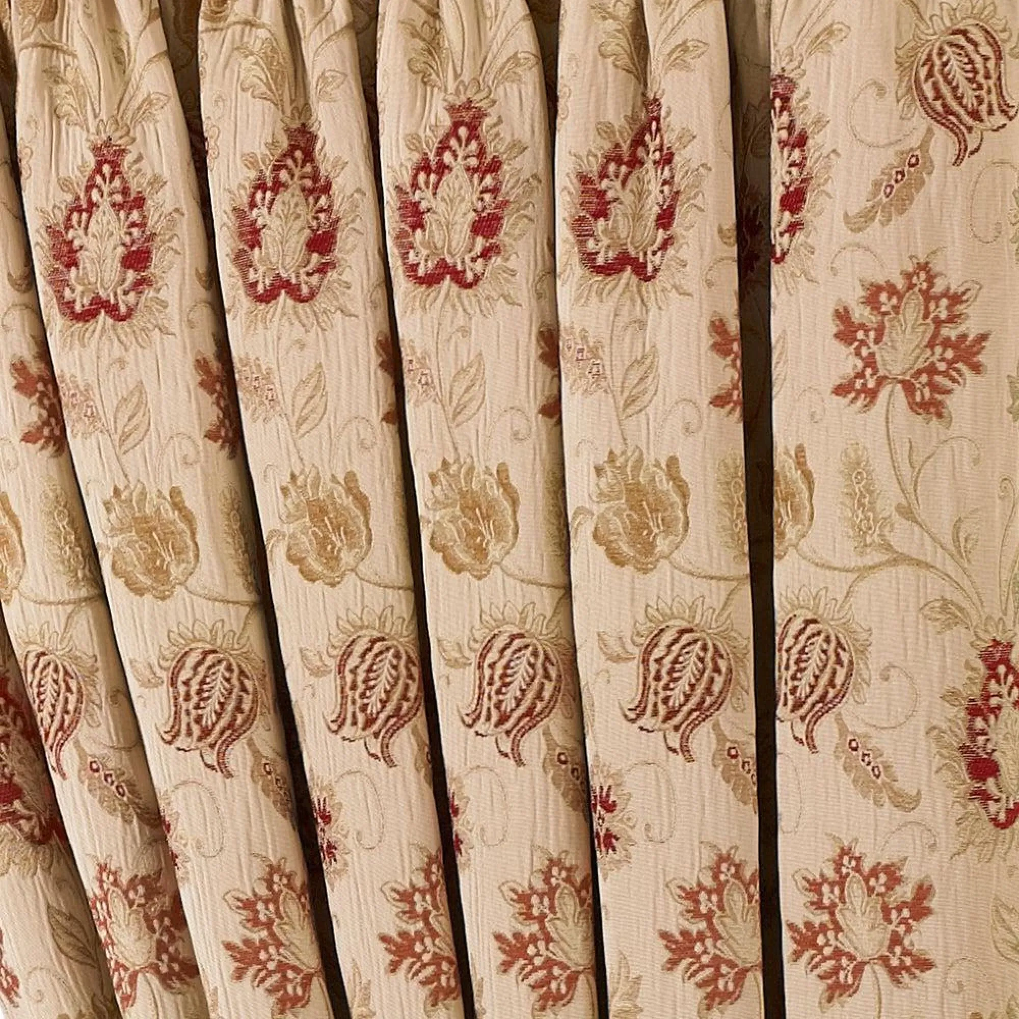Zurich Floral Jacquard Pencil Pleat Curtains - Champagne