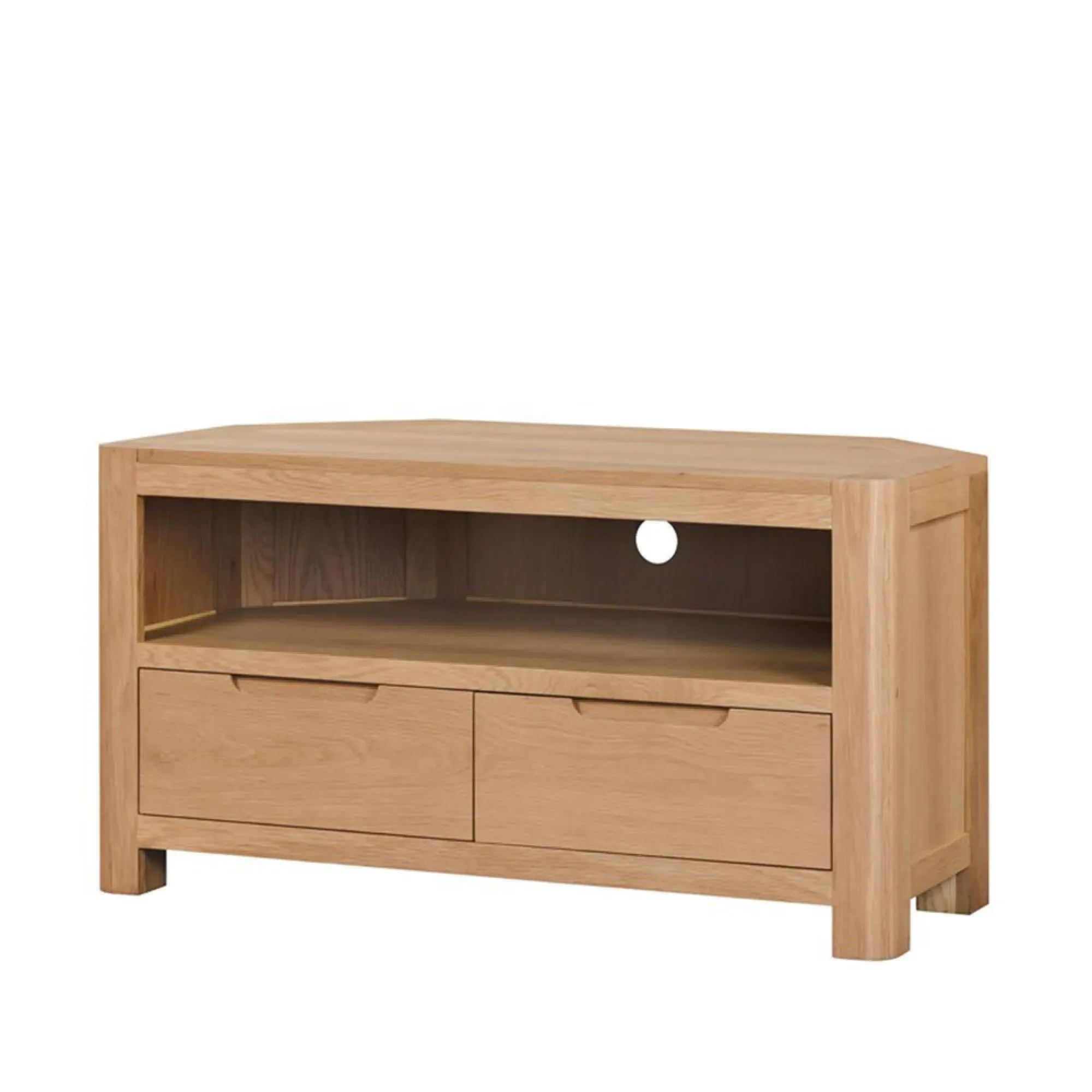 Carly Corner TV Unit with 2 Drawers - Oak
