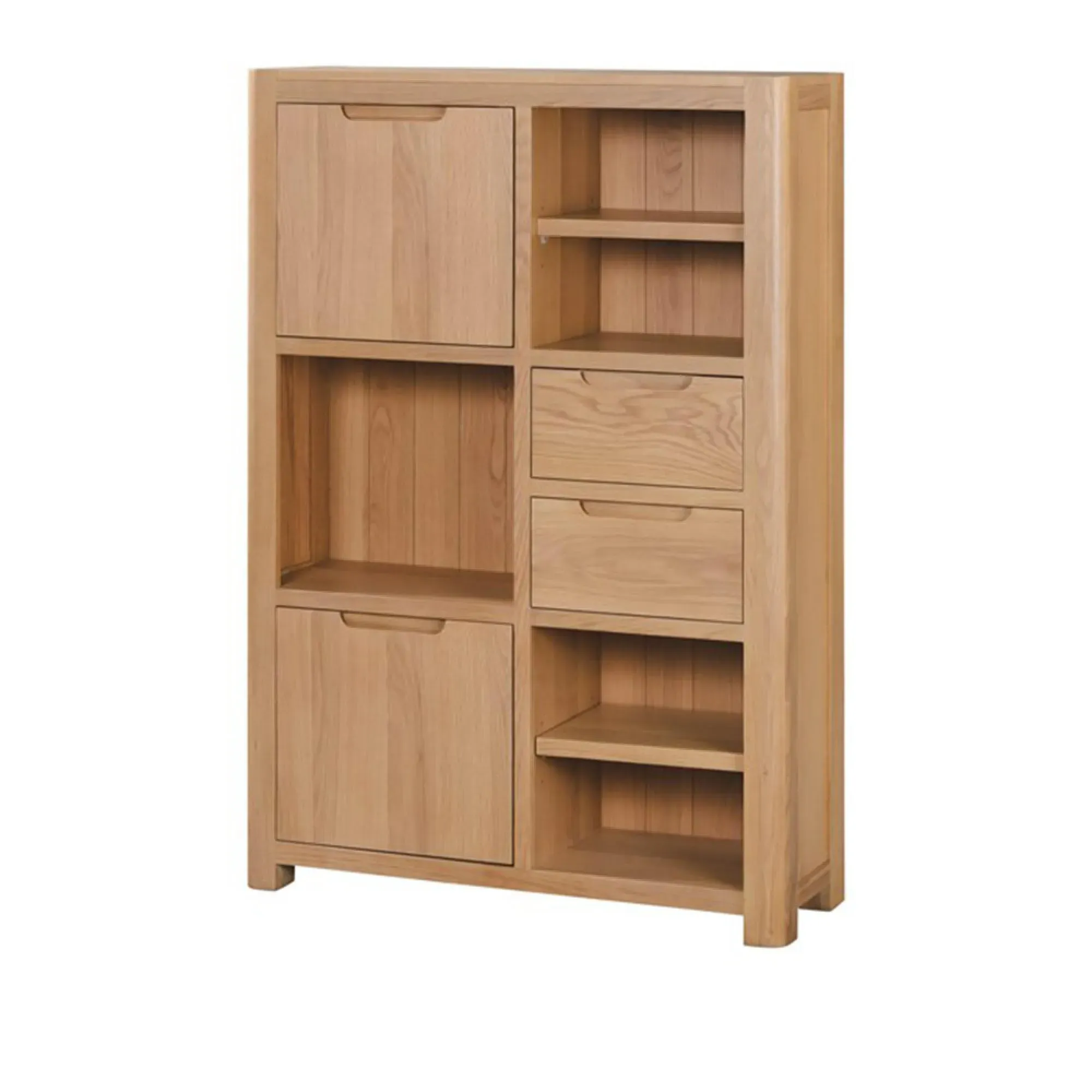 Carly Oak 2 Door High Display Cabinet - Lacquered