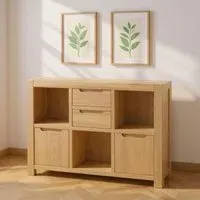 Carly Oak 2 Door Low Display Cabinet - Lacquered