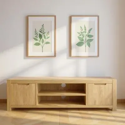 Carly Oak 2 Door Wide TV Unit - Lacquered