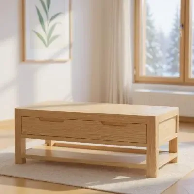 Carly Oak 2 Drawer Coffee Table - Lacquered