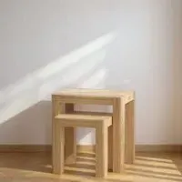 Carly Oak Nest of 2 Tables - Lacquered