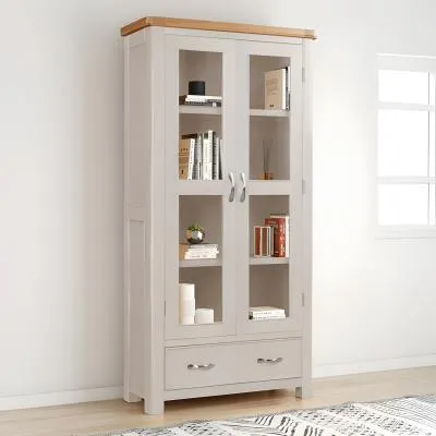Clarion 2 Door Display Cabinet - Grey, Oak image