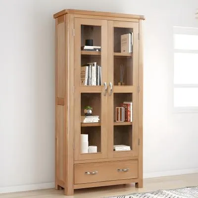 Clarion 2 Door Display Cabinet - Oak