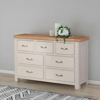Clarion 3+4 Wide Drawer Chest - Grey, Oak image