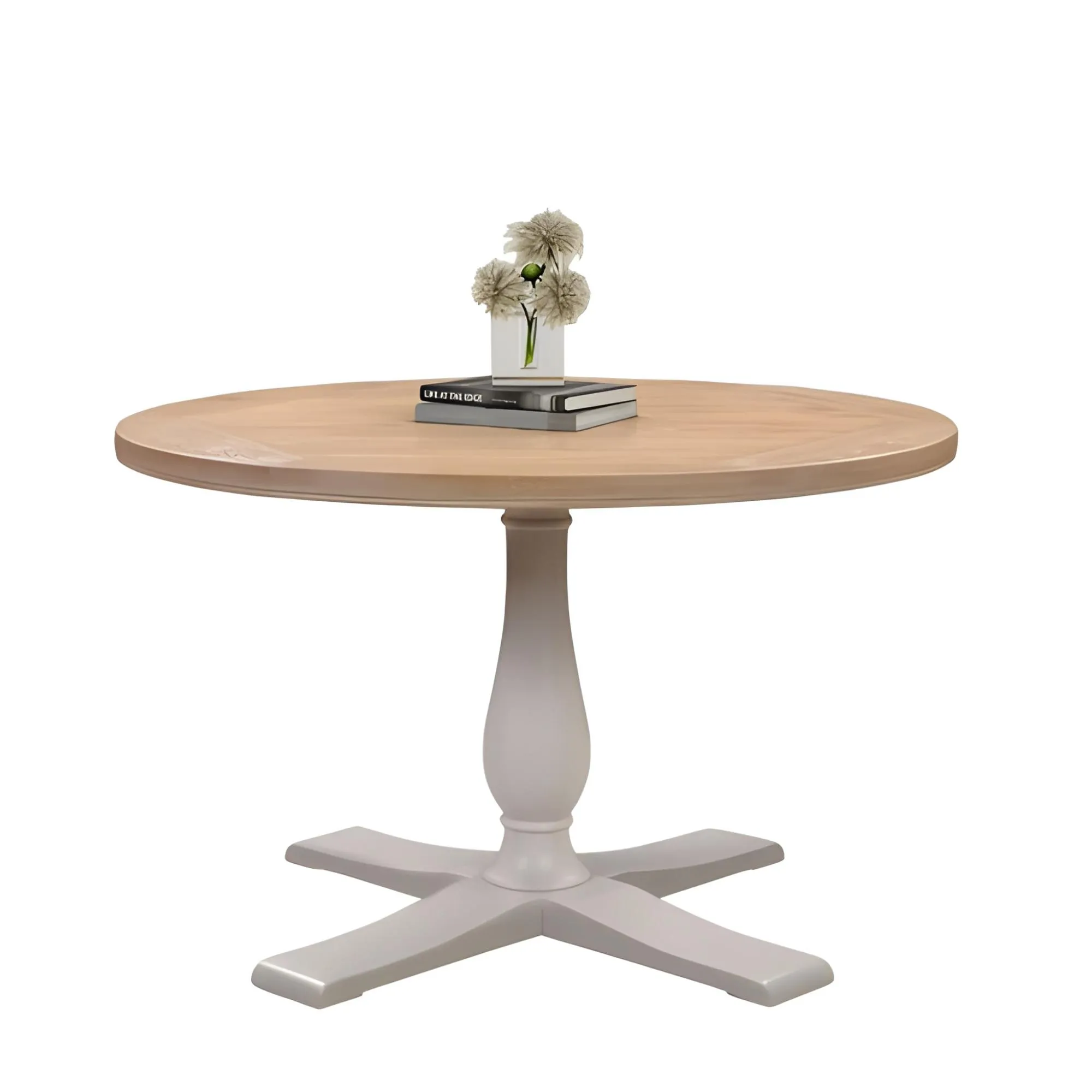 Clarion 4 Seater Round Dining Table - Grey, Oak