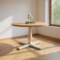 Clarion 4 Seater Round Dining Table - Grey, Oak