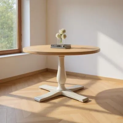 Clarion 4 Seater Round Dining Table - Grey, Oak image