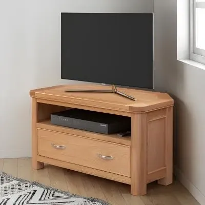 Clarion Corner TV Unit with Drawer - Oak