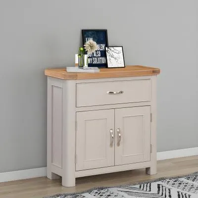 Clarion Oak 2 Door Compact Sideboard - Grey, Oak image