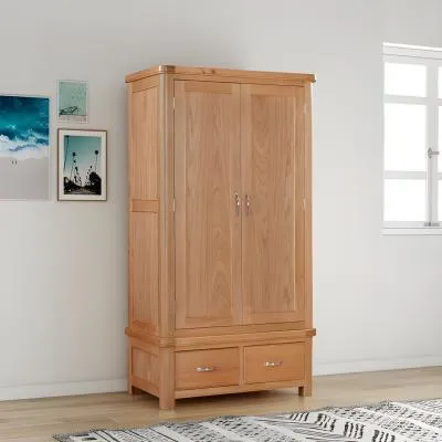 Clarion Oak 2 Door Wardrobe - Lacquered