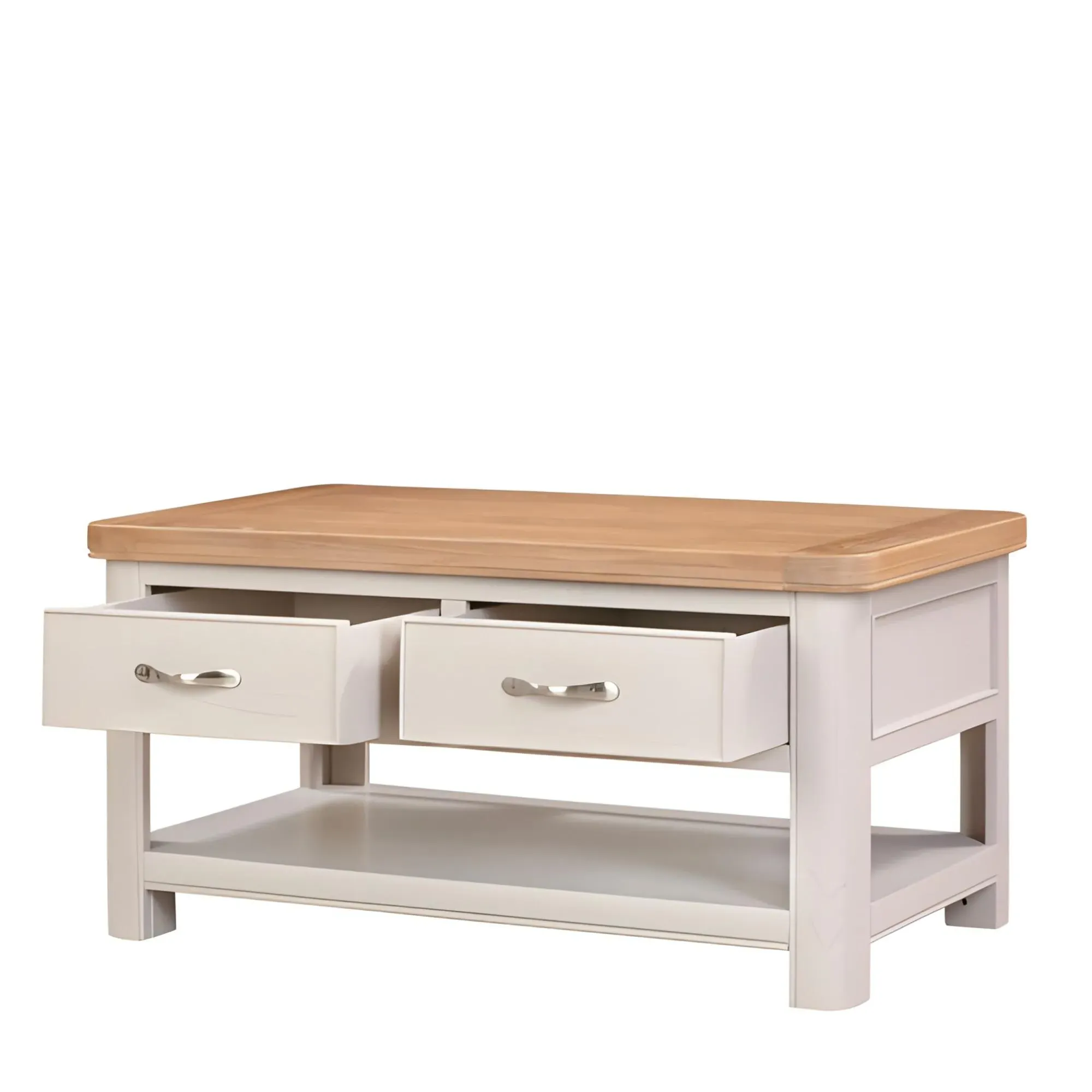 Clarion Oak 2 Drawer Coffee Table - Grey, Oak