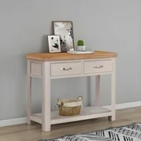 Clarion Oak 2 Drawer Console Table - Oak, Grey
