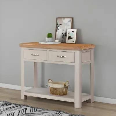 Clarion Oak 2 Drawer Console Table - Oak, Grey