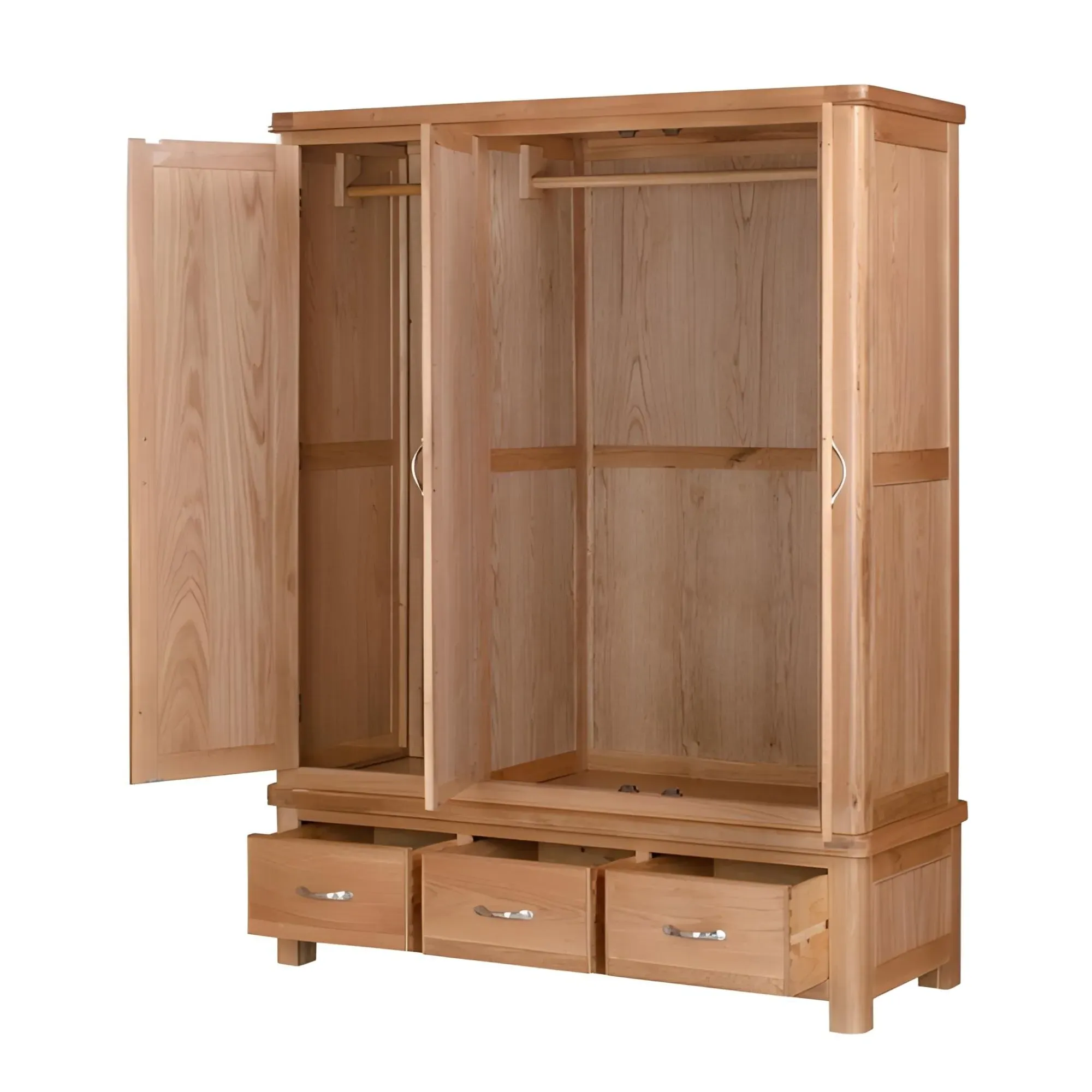 Clarion Oak 3 Door Combi Wardrobe - Lacquered