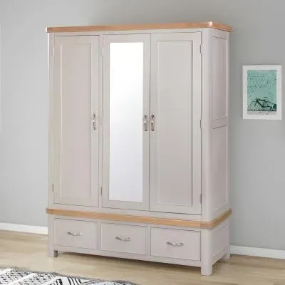 Clarion Oak 3 Door Wardrobe - Grey