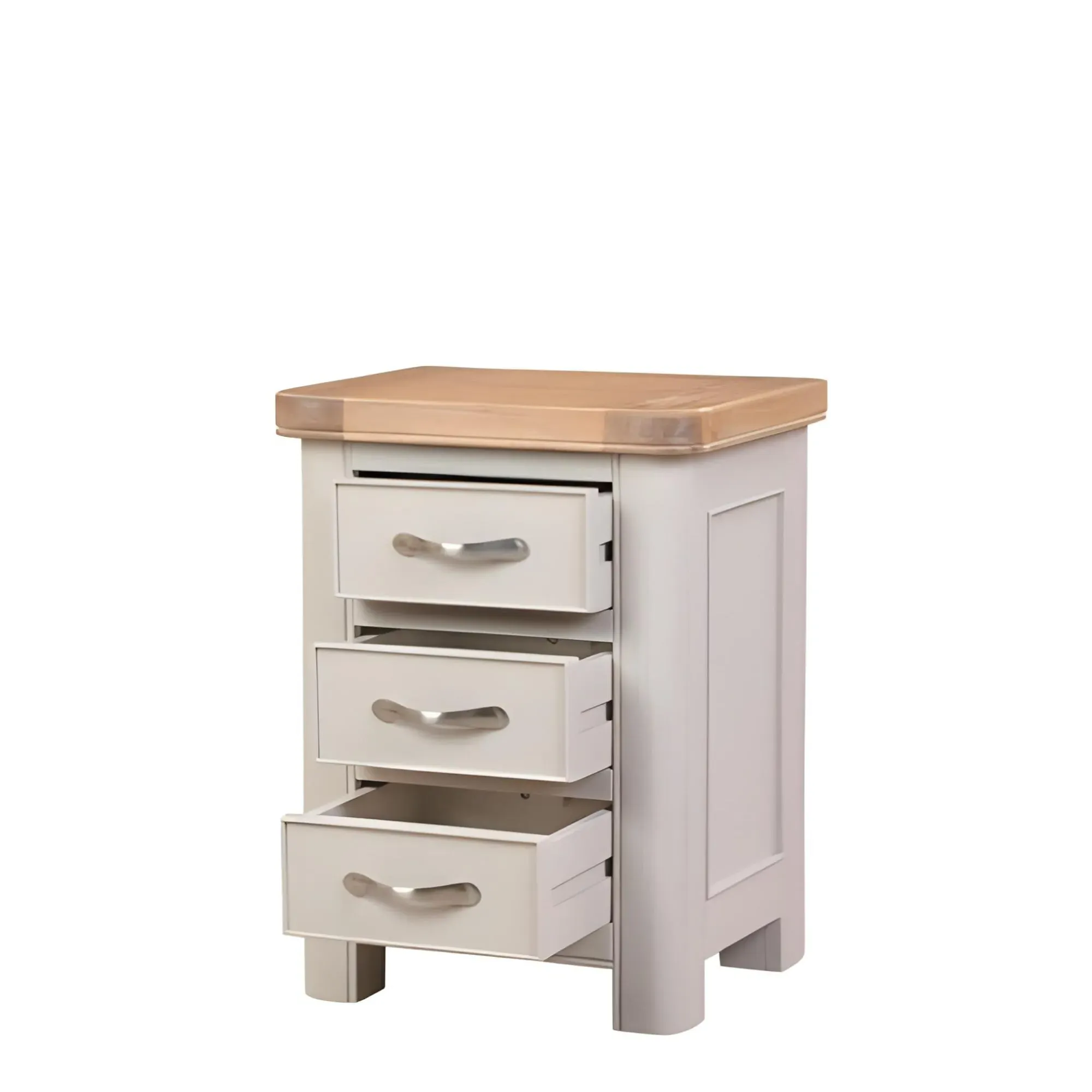 Clarion Oak 3 Drawer Bedside Cabinet - Grey