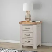 Clarion Oak 3 Drawer Bedside Cabinet - Grey