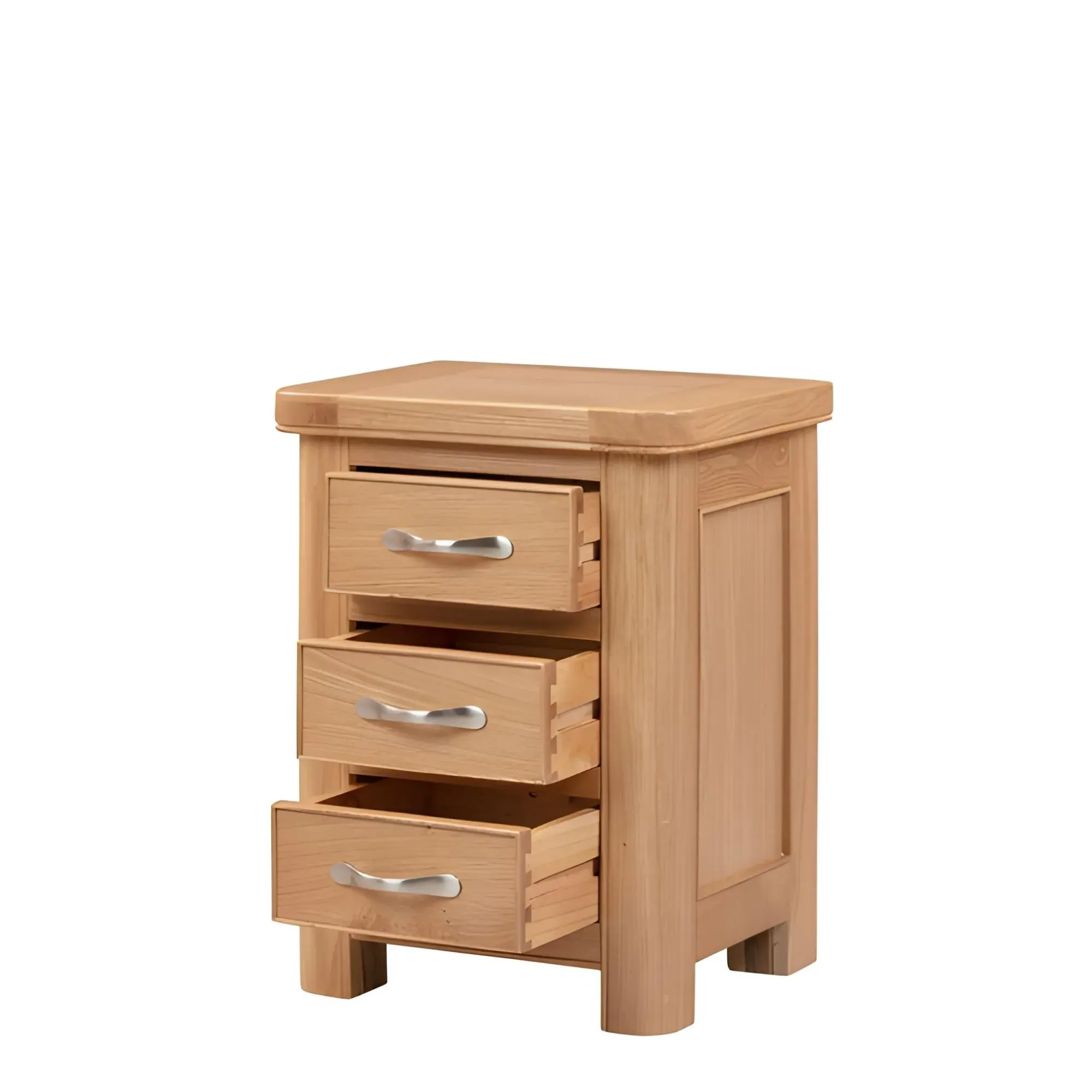 Clarion Oak 3 Drawer Bedside Cabinet - Lacquered