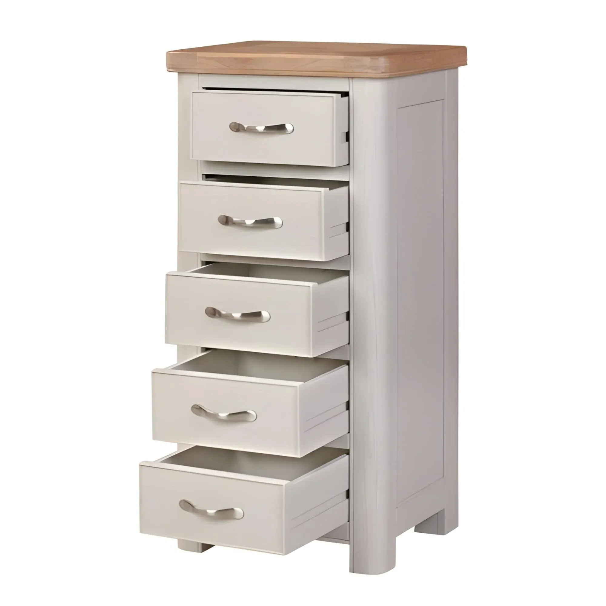 Clarion Oak 5 Drawer Tall Chest - Grey