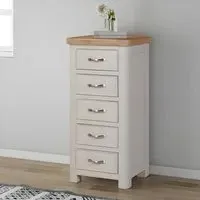 Clarion Oak 5 Drawer Tall Chest - Grey