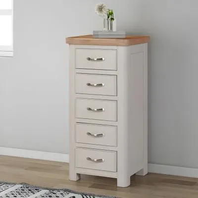 Clarion Oak 5 Drawer Tall Chest - Grey image