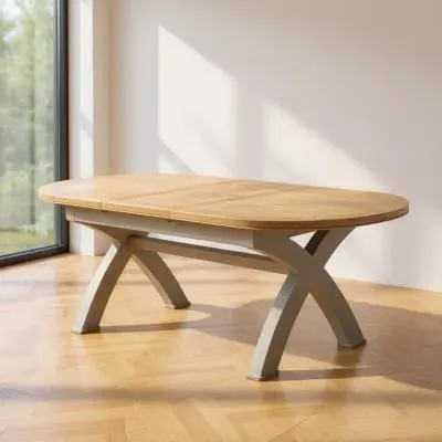 Clarion Oak 6-8 Seater Extendable Oval Dining Table - Grey image