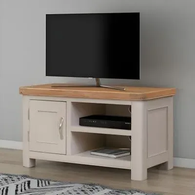 Clarion Oak Small TV Unit - Grey, Oak image