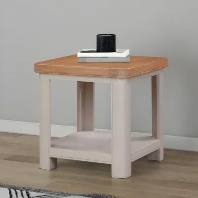 Clarion Oak Square Lamp Table - Grey, Oak image