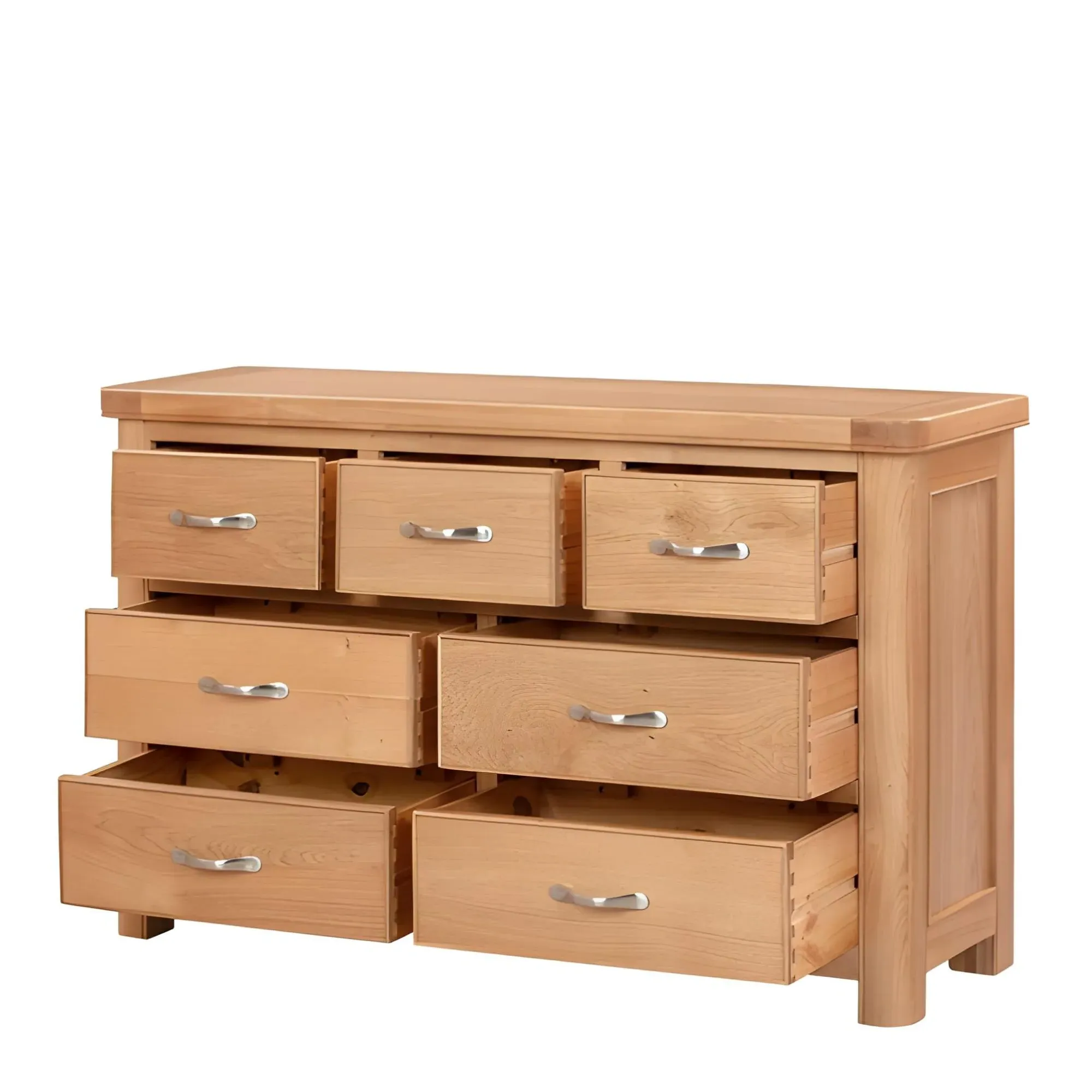 Clarion Oak Wide Chest of Drawers - Lacquered