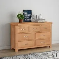 Clarion Oak Wide Chest of Drawers - Lacquered