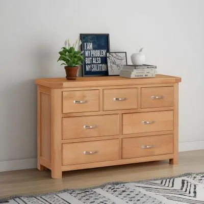 Clarion Oak Wide Chest of Drawers - Lacquered image