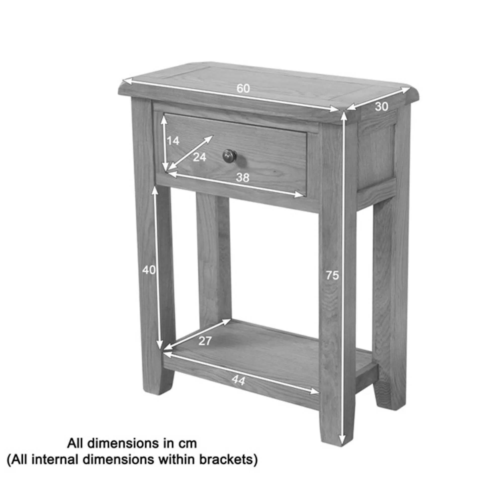 Dorset Oak 1 Drawer Console Table - Rustic Hand Waxed