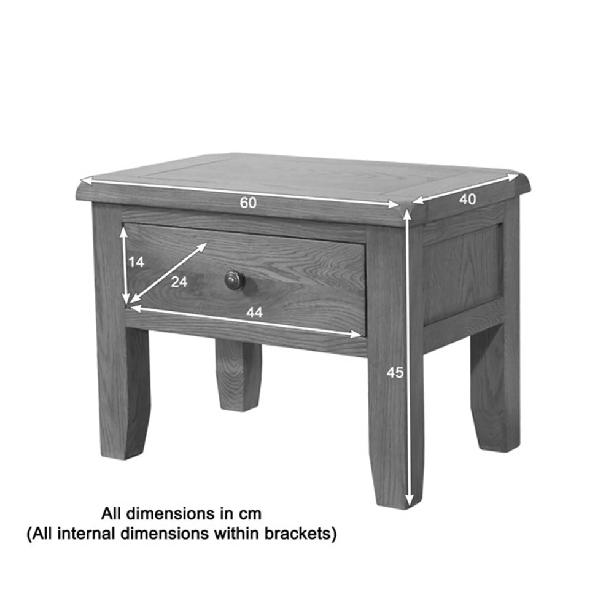 Dorset Oak 1 Drawer Side Table - Rustic Hand Waxed