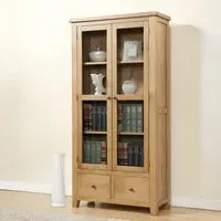Dorset Oak 2 Door Display Cabinet - Rustic Hand Waxed