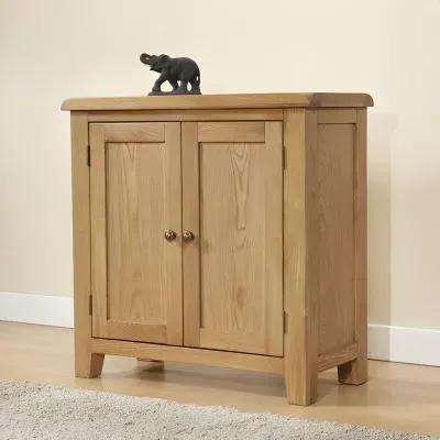Dorset Oak 2 Door Hall Cabinet - Rustic Hand Waxed image