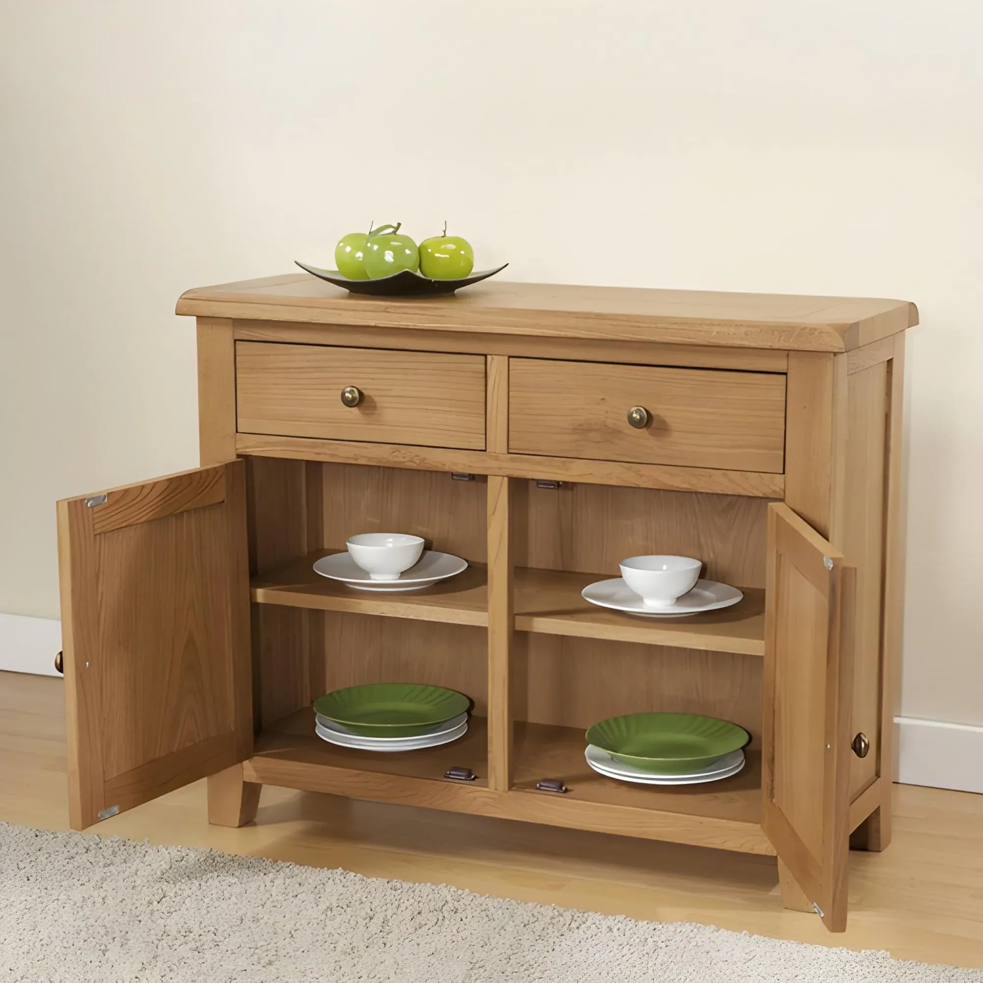 Dorset Oak 2 Door Medium Sideboard - Rustic Hand Waxed