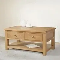 Dorset Oak 2 Drawer Coffee Table - Rustic Hand Waxed
