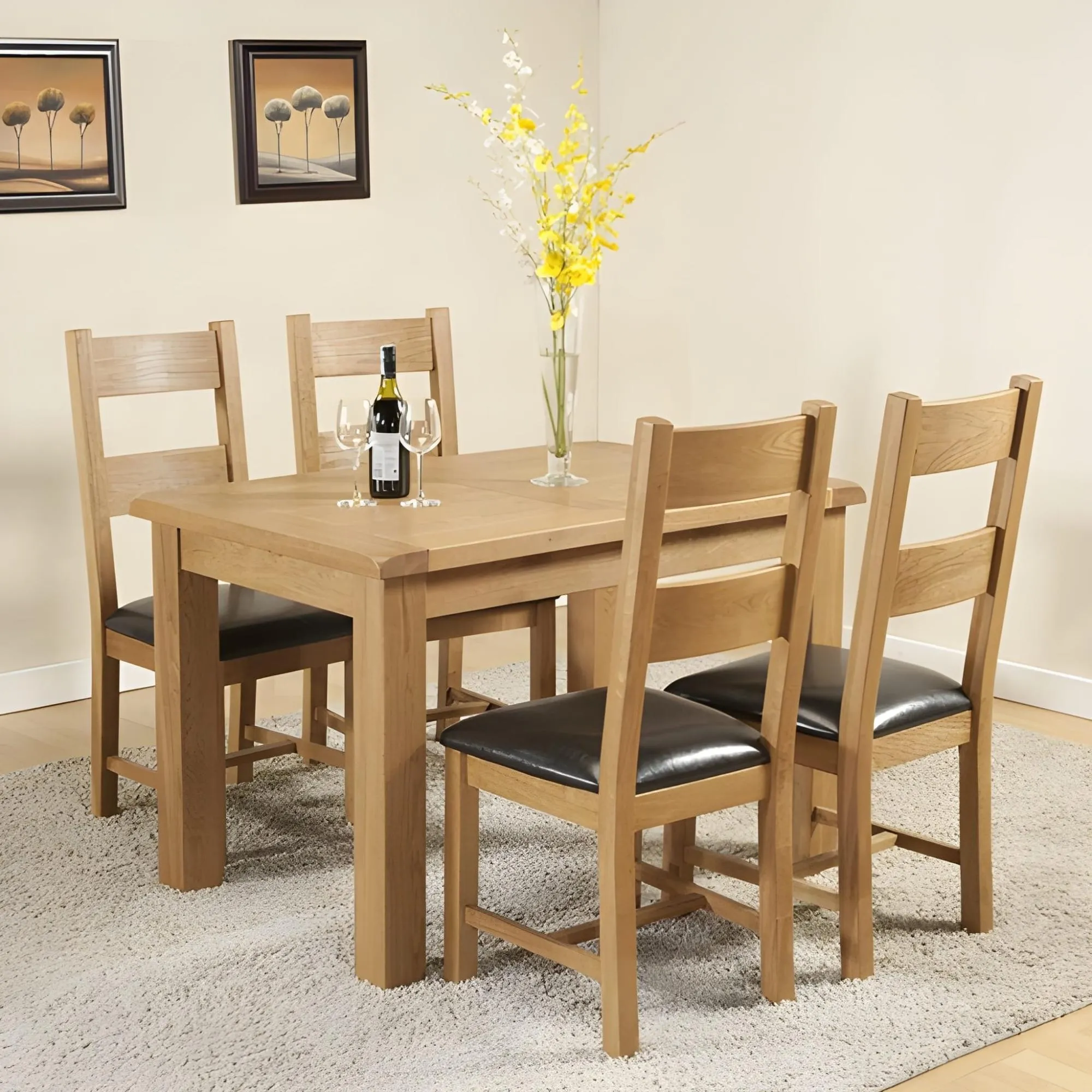 Dorset Oak 4-6 Seater Extending Dining Table - Rustic Hand Waxed